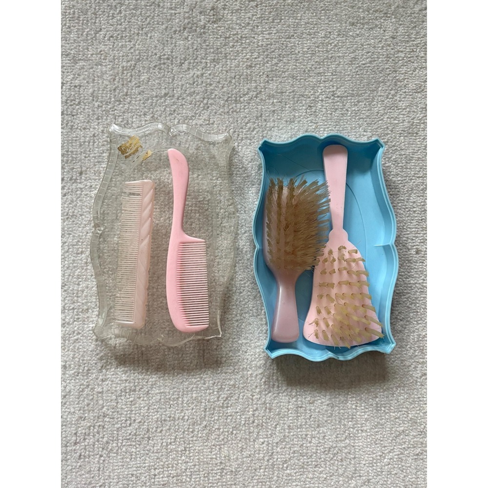 Vintage Doll Vanity Grooming Set Pro-phy-lac-tic Plastic Brushes USA 1950s